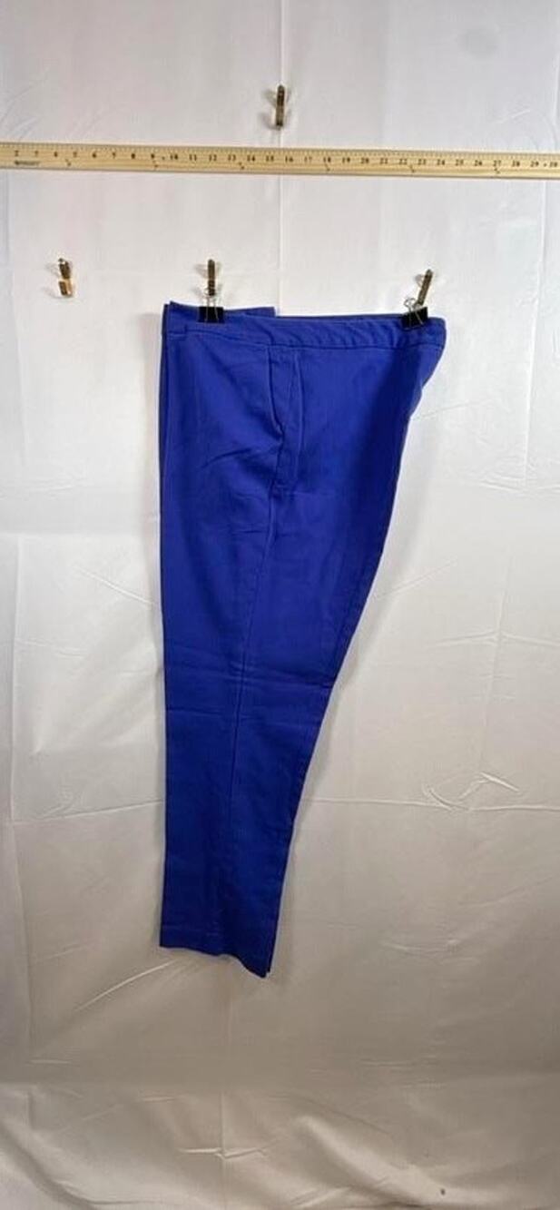 Darjoni Woman Plus Size 14W Pants Royal Cobalt Blue Stretch Cotton Crop Work Tro
